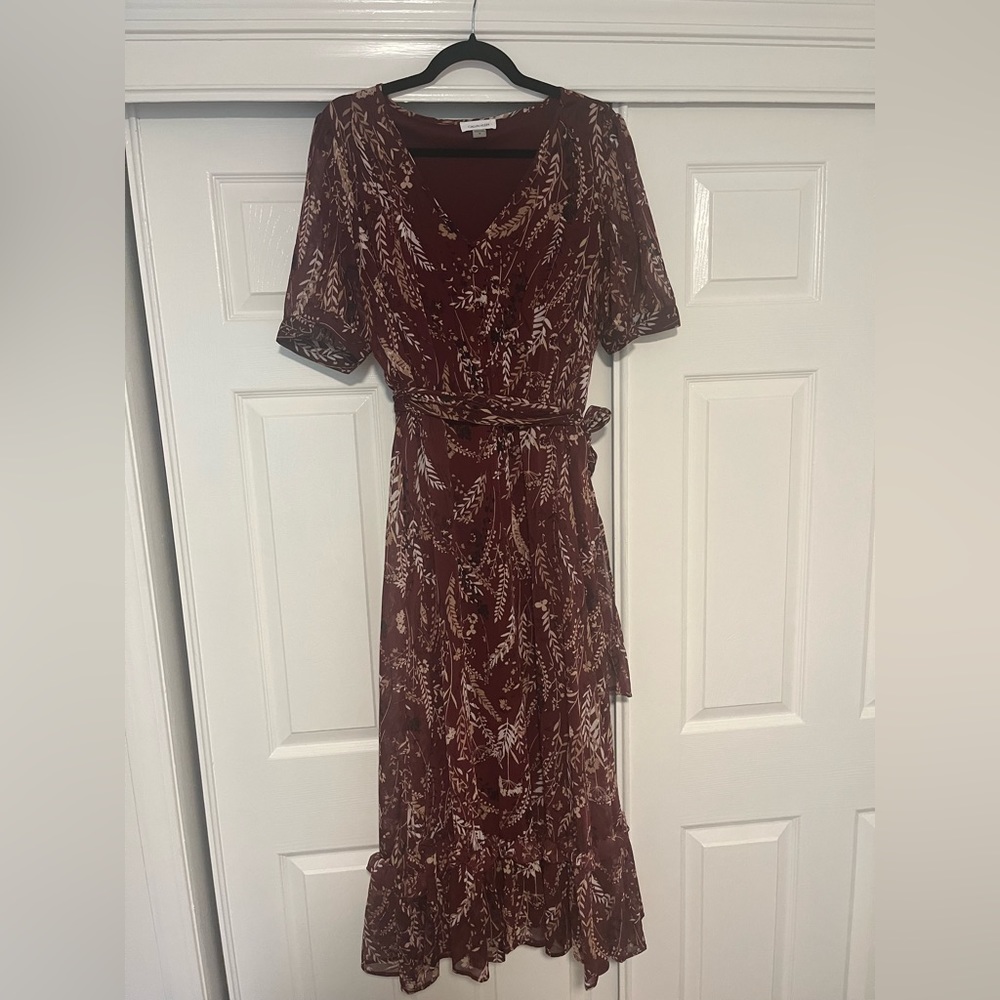 Calvin Klein Burgundy Midi Dress
